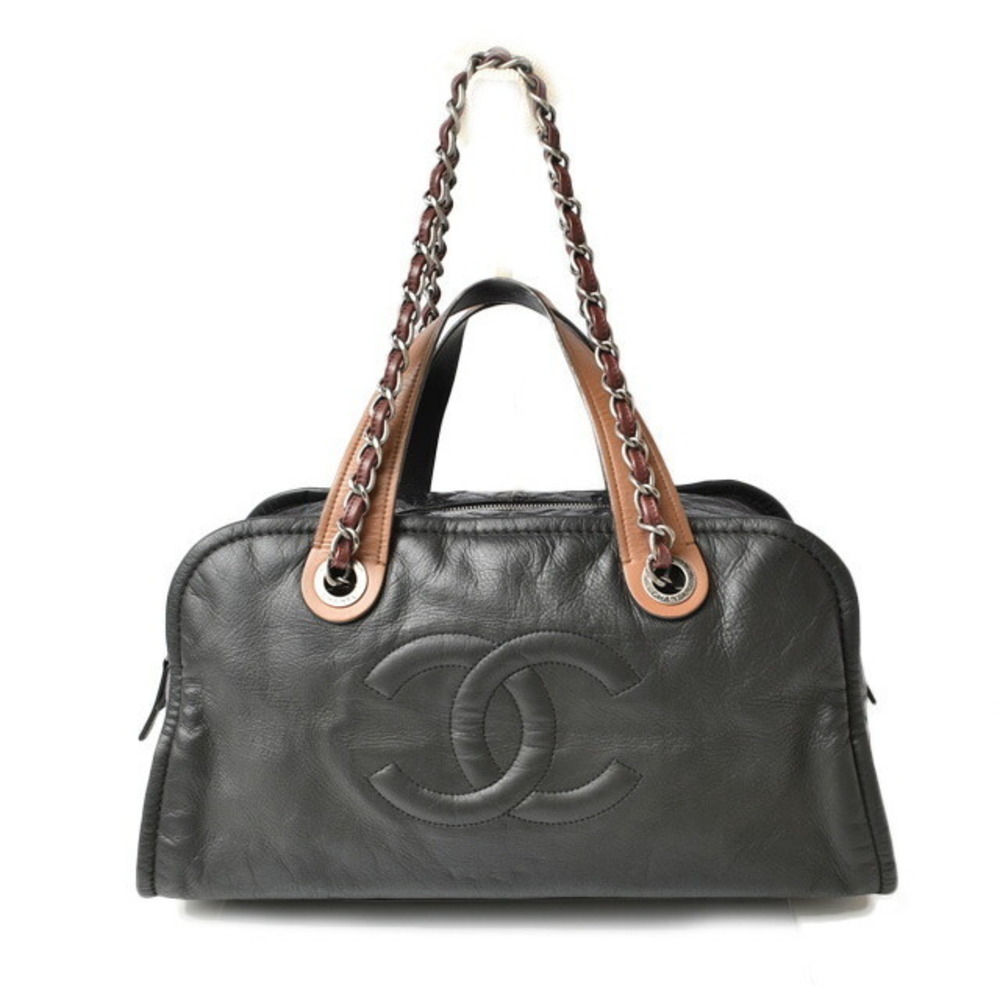 CHANEL Bag Bowling Bag Chain Bag Quilted Stitch Black